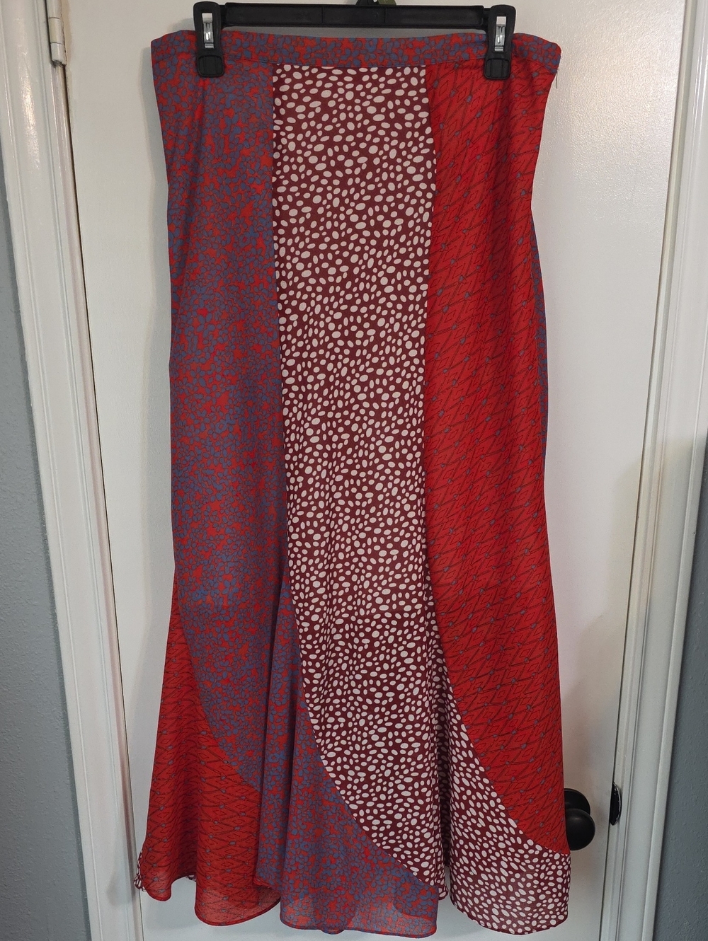 Chelsea & Violet Red Multi-Pattern Panel Maxi Skirt